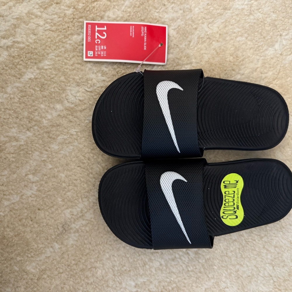Nike Black and White Slide Sandals